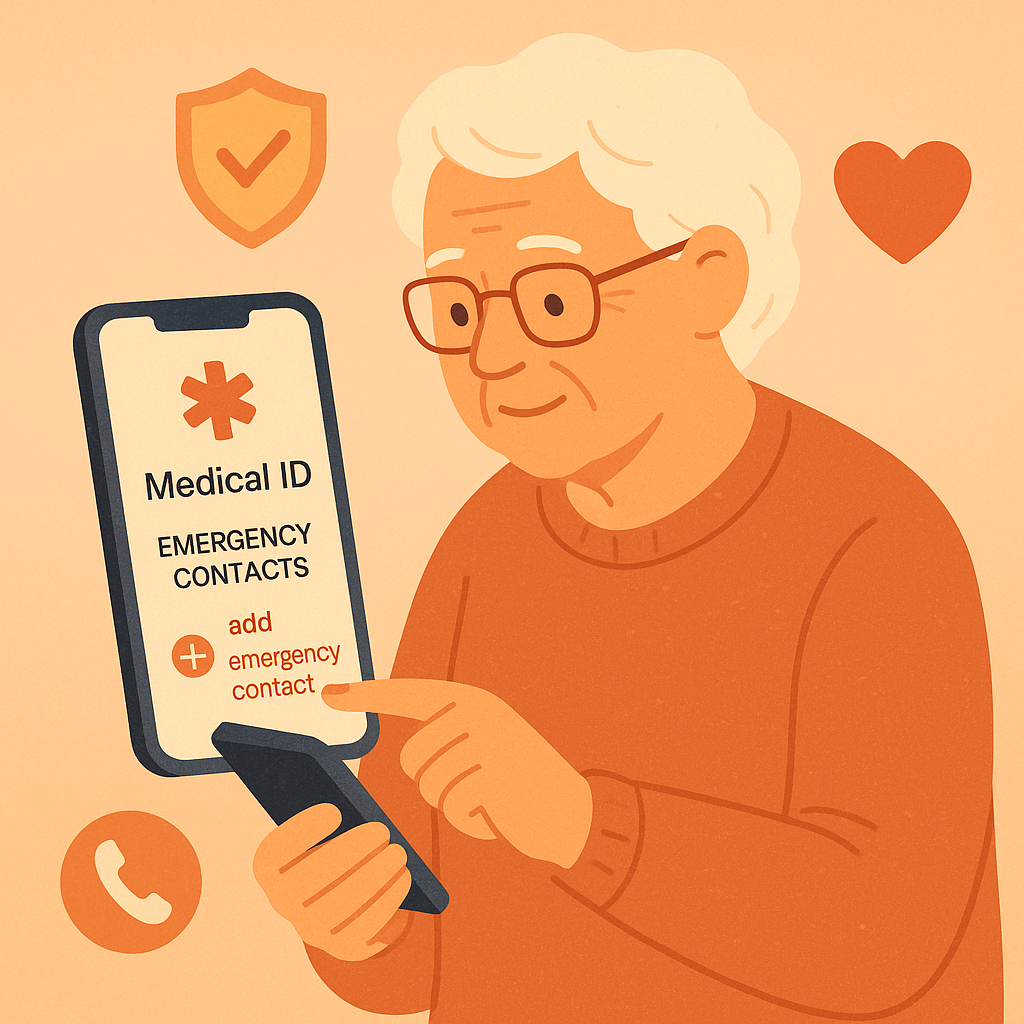 Setting up emergency contacts and medical ID on smartphone