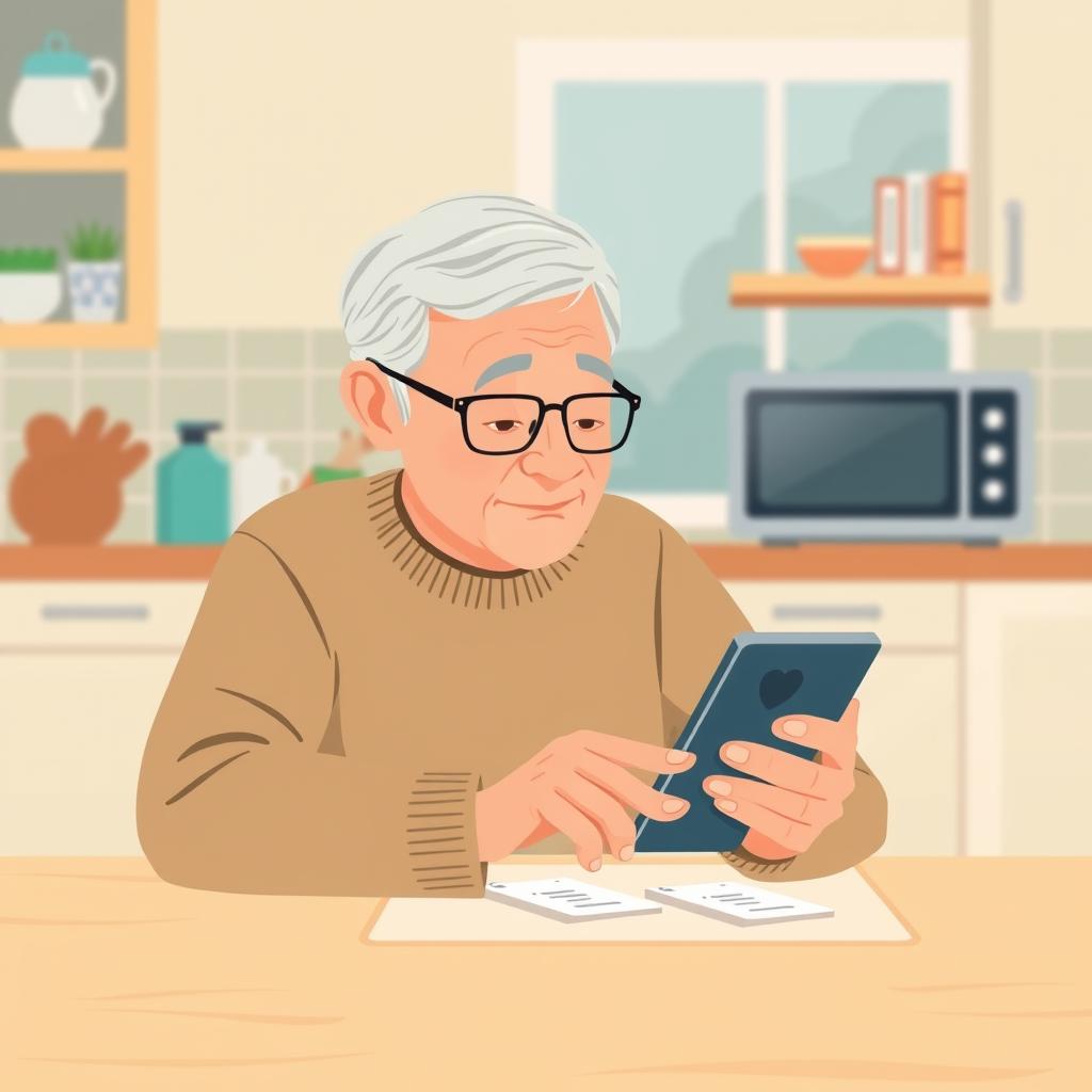 Older adult reviewing app contact permissions on a smartphone
